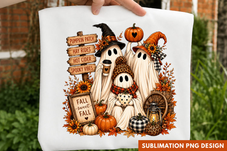 vintage halloween ghosts PNG, cute ghosts graveyard shirt