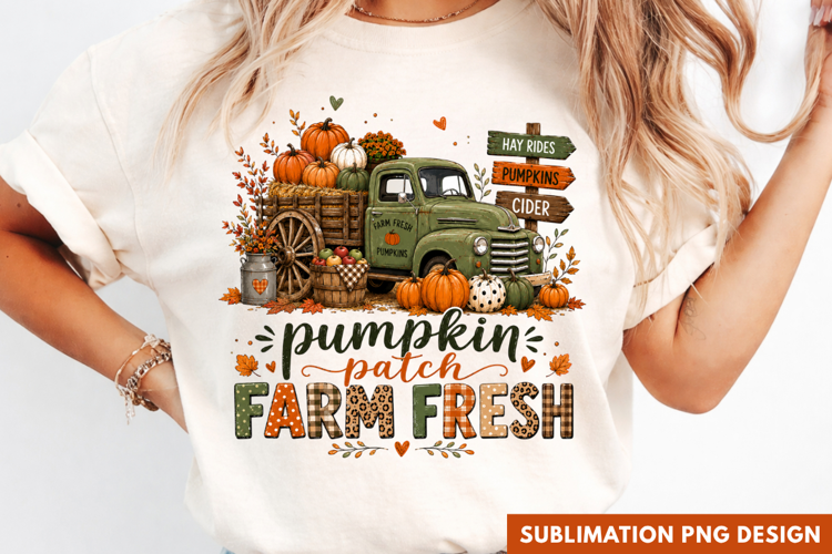 pumpkin patch farm fresh, vintage green truck PNG, autumn