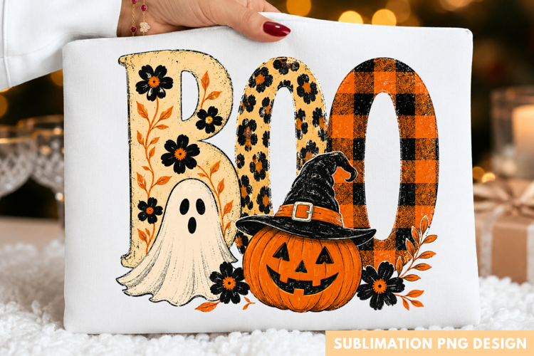BOO halloween PNG, buffalo plaid BOO shirt design, jack o la