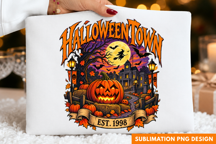 halloween town PNG, vintage halloween shirt design, jack o