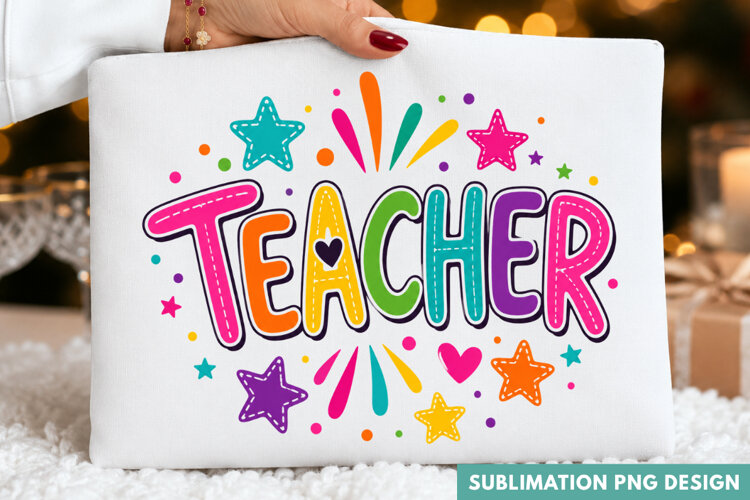teacher PNG, colorful back to school shirt design, retro tea example image 1