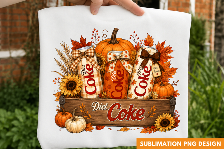 autumn harvest PNG, soda cans sunflowers shirt design, fall