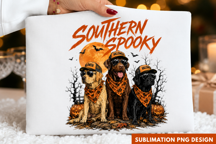 southern spooky PNG, halloween hunting dogs shirt design