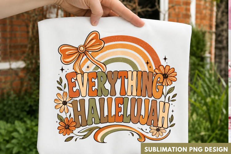 everything autumn PNG, retro rainbow fall shirt design