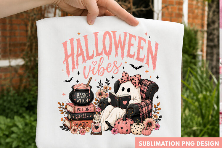 halloween vibes PNG, cute black cat shirt design, jack o lan example image 1
