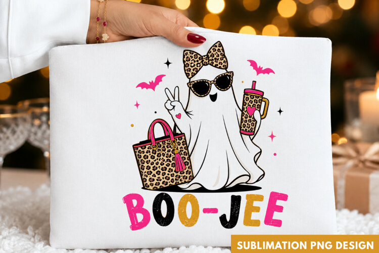 boo-jee PNG, glam ghost shirt design, ghost with purse example image 1