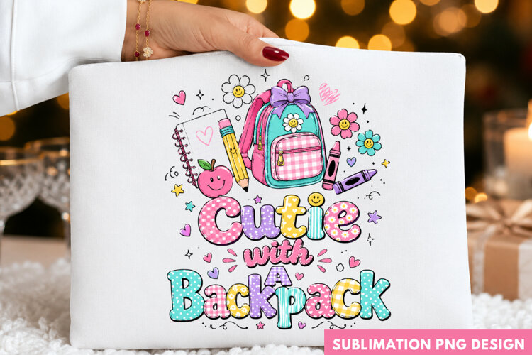 cutie with a backpack, back to school PNG, cute backpack example image 1