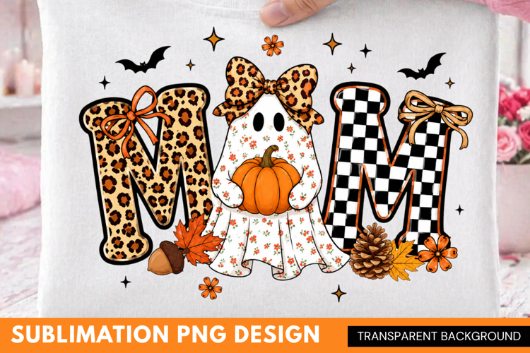 mom halloween PNG, leopard mom shirt design, ghost pumpkin