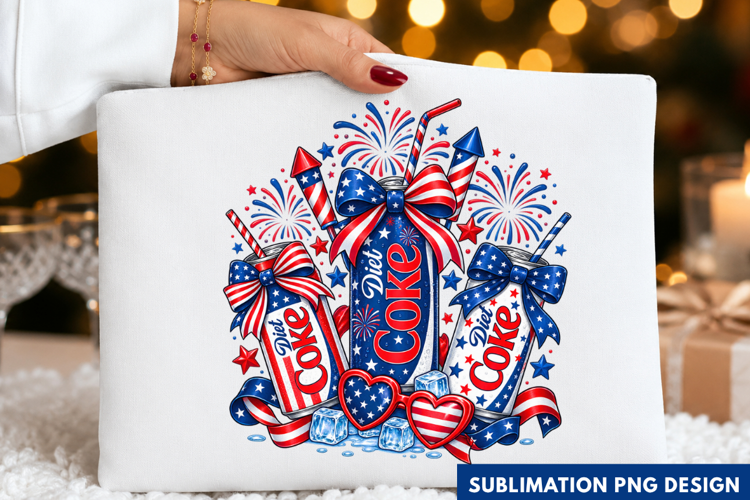 4th of july PNG, patriotic soda cans shirt design, red white