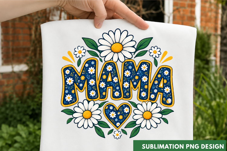 MAMA Daisy Floral Wreath Mother Gift Spring T-Shirt PNG mam