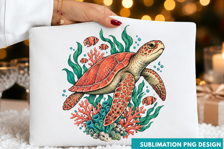 Sea Turtle Tropical Ocean Coral Reef Summer T-Shirt PNG sea