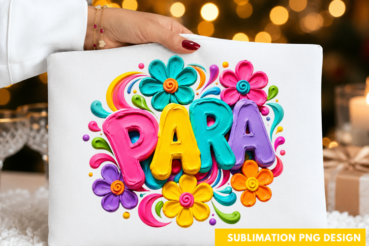 PARA Colorful Groovy Flowers Paramedic School T-Shirt PNG