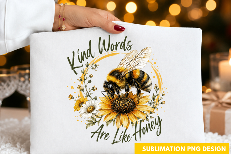 Kind Words Are Like Honey Bee Sunflower Christian Quote PNG