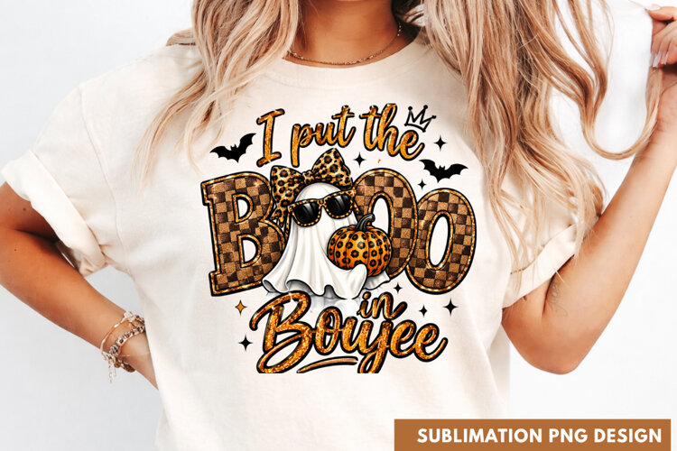 I Put The BOO In Boo-jee Leopard Print Ghost Halloween PNG example image 1