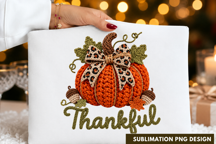 Thankful Leopard Print Pumpkin Sunflower Autumn Harvest PNG