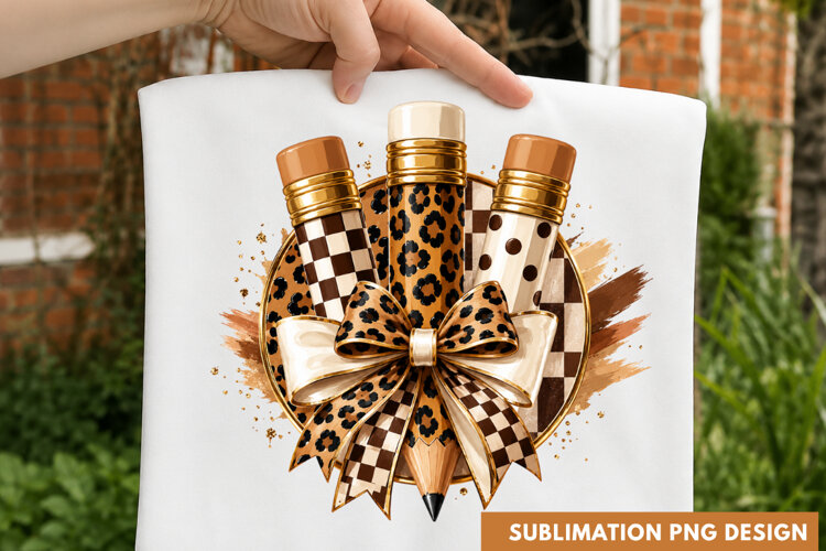 leopard ribbon bow PNG, checkered bow shirt design, leopard example image 1