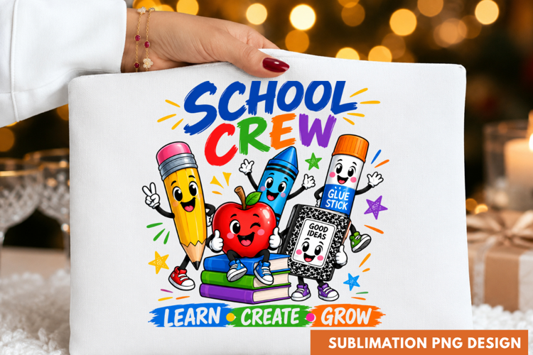 school crew PNG, back to school supplies shirt design, teach