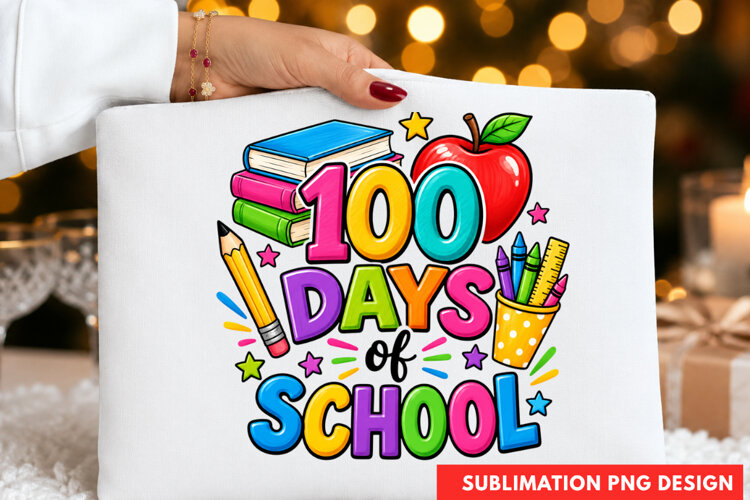 100 days of school PNG, stack of books shirt design, 100 day example image 1
