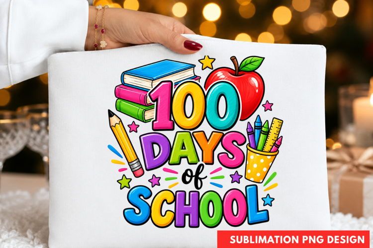 100 days of school PNG, stack of books shirt design, 100 day