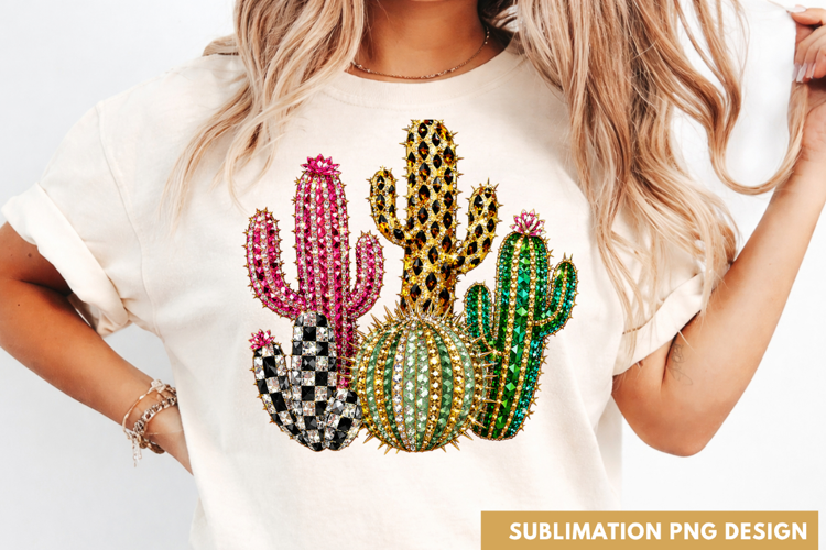 western cactus PNG, desert cactus shirt design, patterned