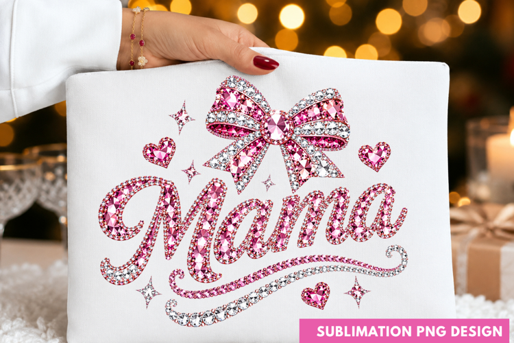 Mama Pink Ribbon Bow Coquette Mother Gift T-Shirt PNG mama