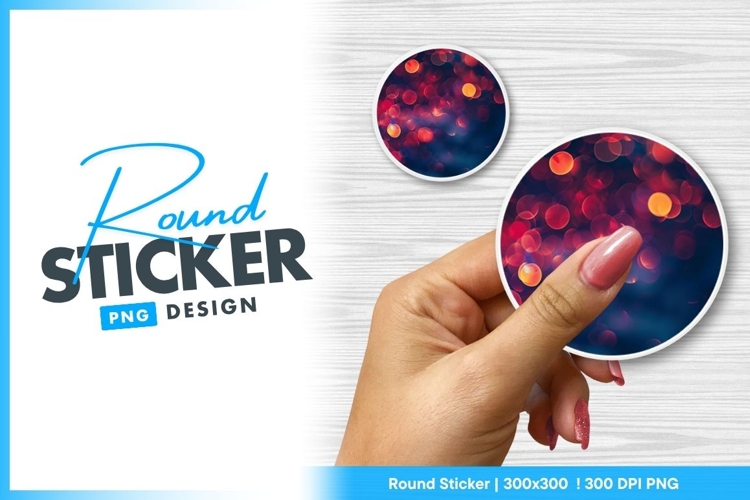 Bokeh lights dark red and orange round sticker png