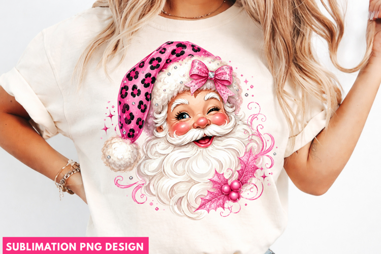 pink santa png, leopard santa png, christmas santa png, pink