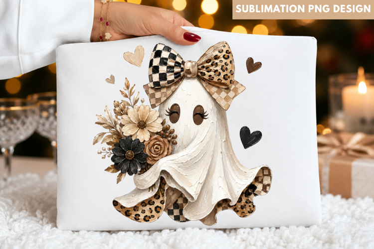 leopard ghost png, floral ghost png, halloween ghost png