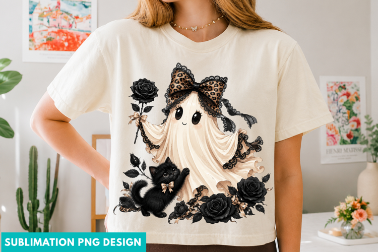 black floral ghost, halloween ghost png, floral ghost png