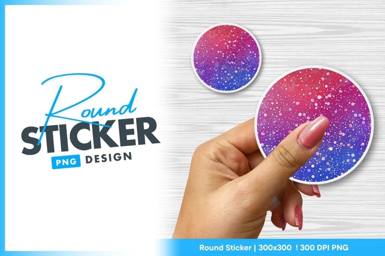 Round sticker png design hand holding galaxy stickers