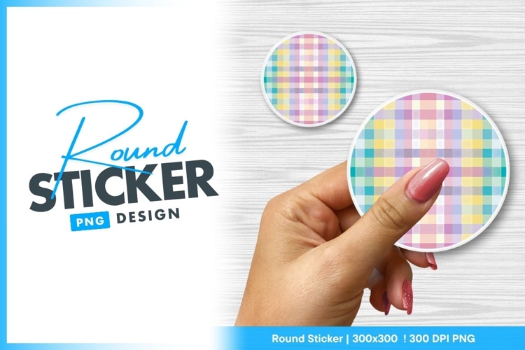 Hand holding round sticker png