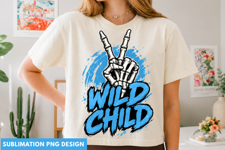 wild child png, skeleton hand png, wild child design