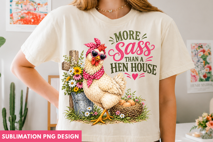 sassy chicken floral png, funny chicken png, hen house png