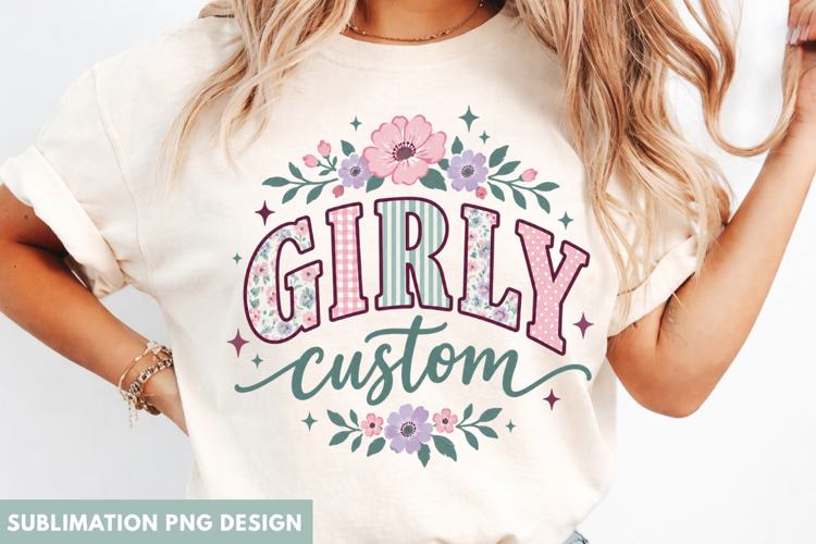 girly floral custom png, personalized girl png, floral name