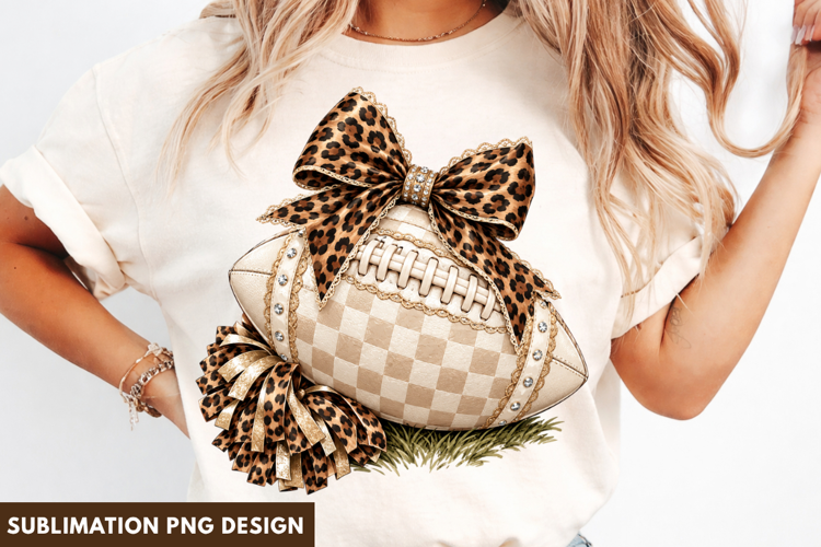 leopard football bow png, football bow sublimation, cheetah