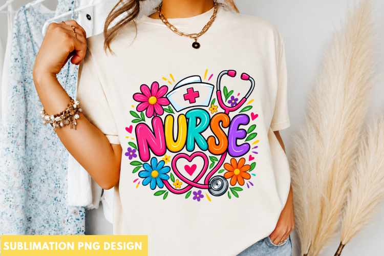 colorful nurse png, nurse sublimation design, registered