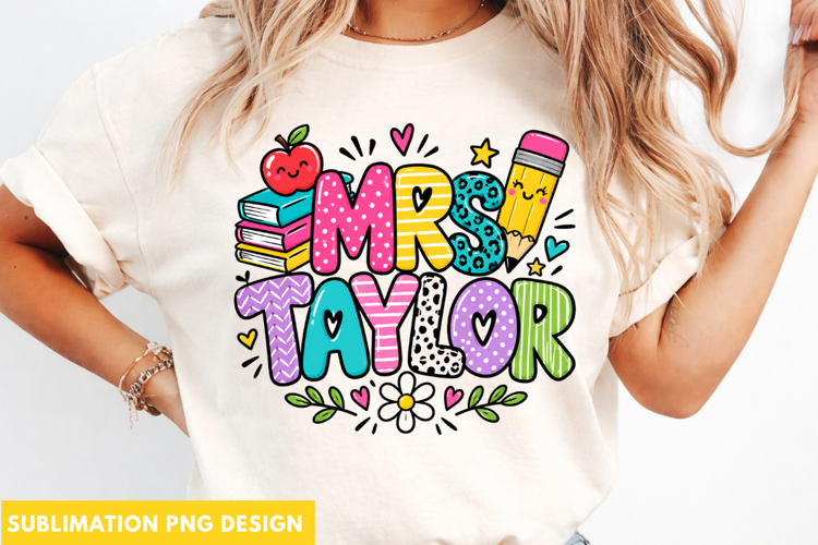 personalized teacher apple png, mrs teacher png, custom