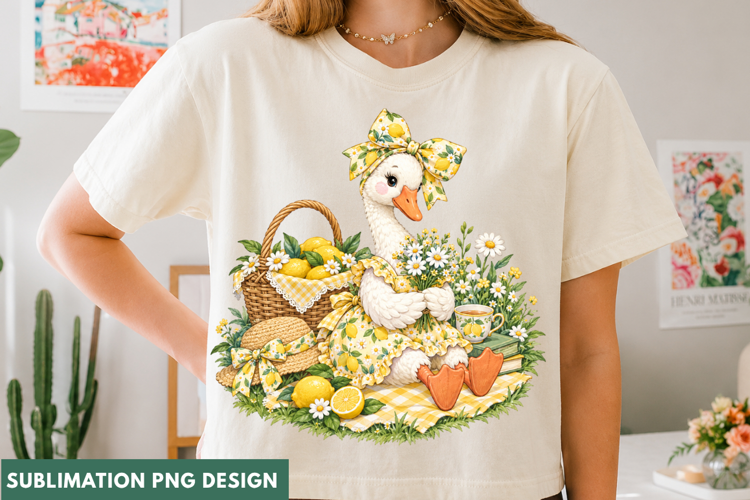 watercolor goose picnic png, goose sublimation design