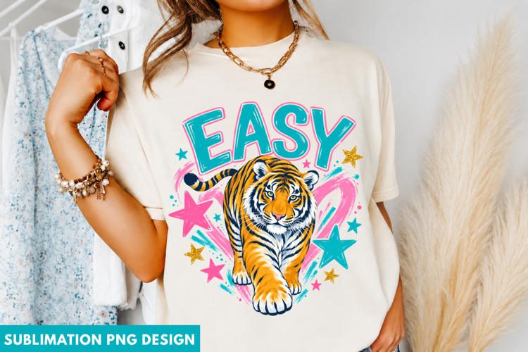 easy tiger png, tiger png, retro tiger png, colorful tiger