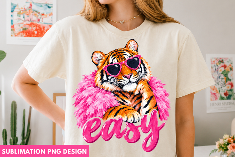 easy tiger png, tiger png, retro tiger png, colorful tiger