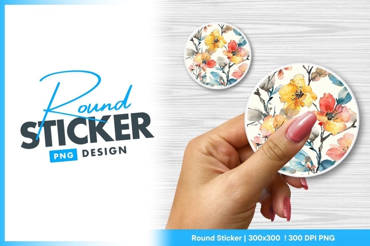 Watercolor Floral Arrangement Round Sticker Png Design