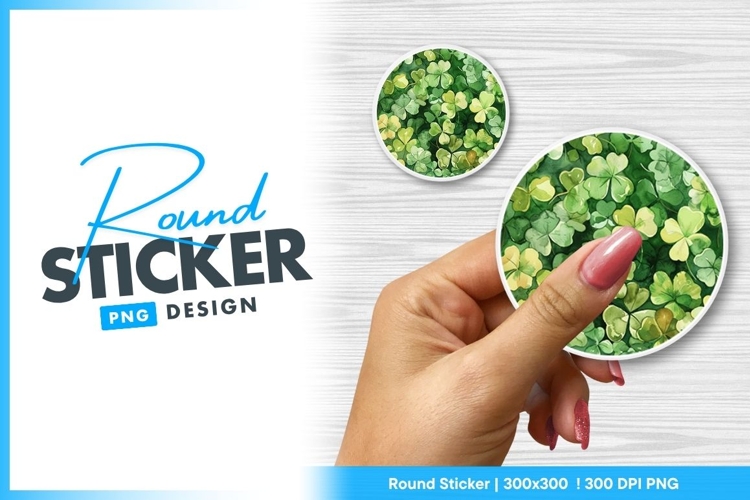 Watercolor Clover Pattern Round Sticker Png