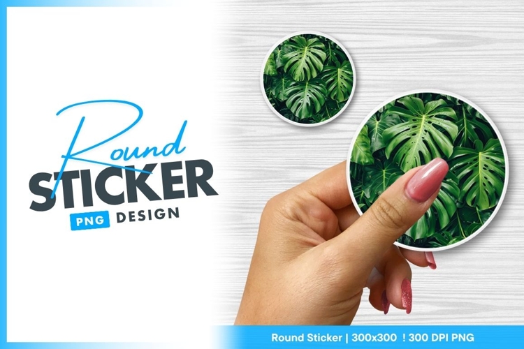Lush Green Monstera Leaves Round Sticker Png
