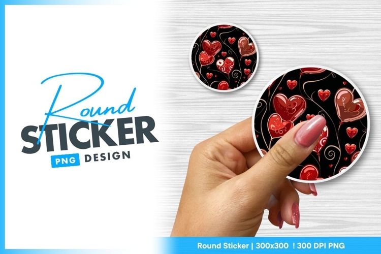 Heart Balloons Romantic Pattern Round Sticker Png