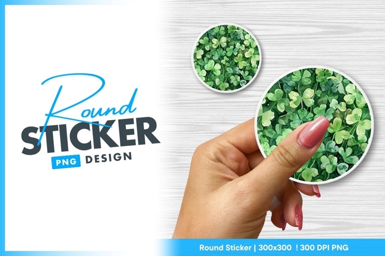 Watercolor Shamrock Clover Pattern Green Round Sticker Png