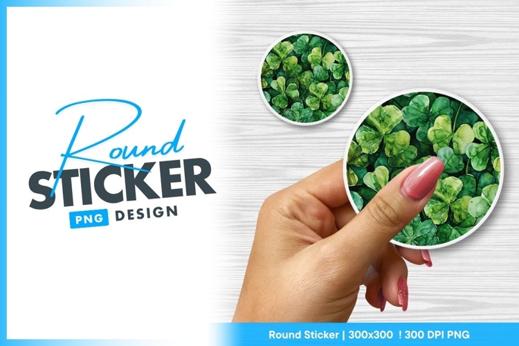 Watercolor Clover Patch Round Sticker Png