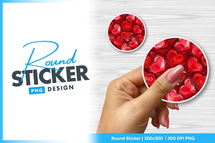 Red Hearts Background Round Sticker Png