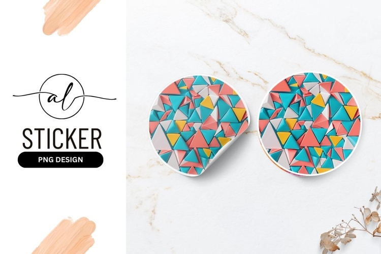 Colorful Triangle Pattern Round Sticker Png