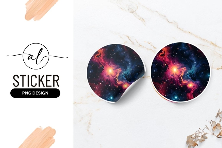 Colorful Nebula Galaxy In Space Round Sticker Png example image 1