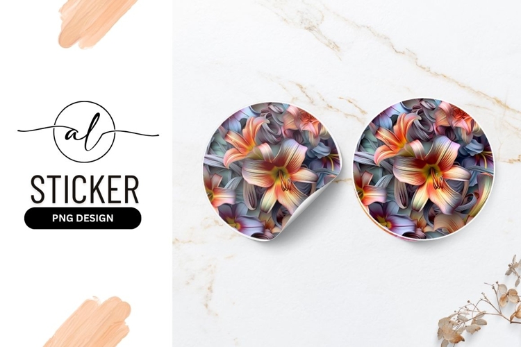 Abstract Floral Arrangement Round Sticker Png